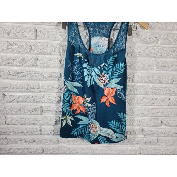 Apt 9 Women Top 1X Plus Pajama Tank Racerback Lace Blue Lightweight FLO398E - Picture 4 of 9